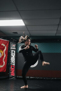 Martial arts training in an indoor studio